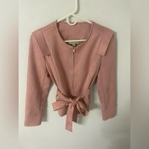 Ryegrass Pink Faux Suede Lightweight Cropped Jacket